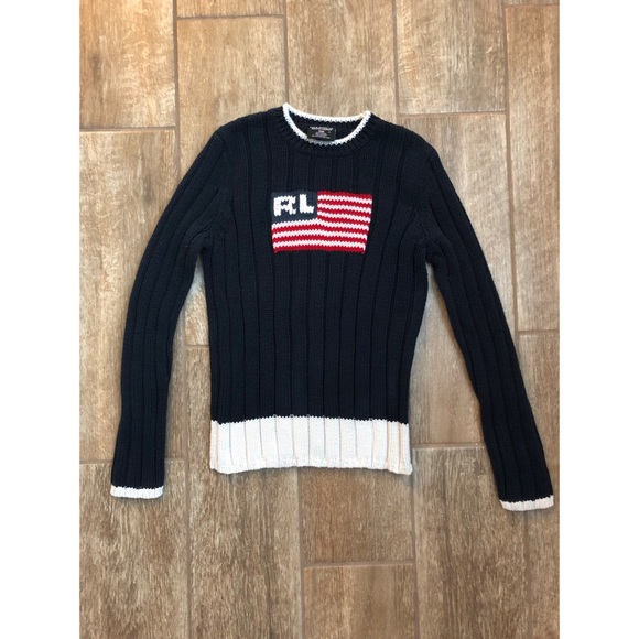 Polo Ralph Lauren Sweaters - Vintage Ralph Lauren American Flag Sweater
